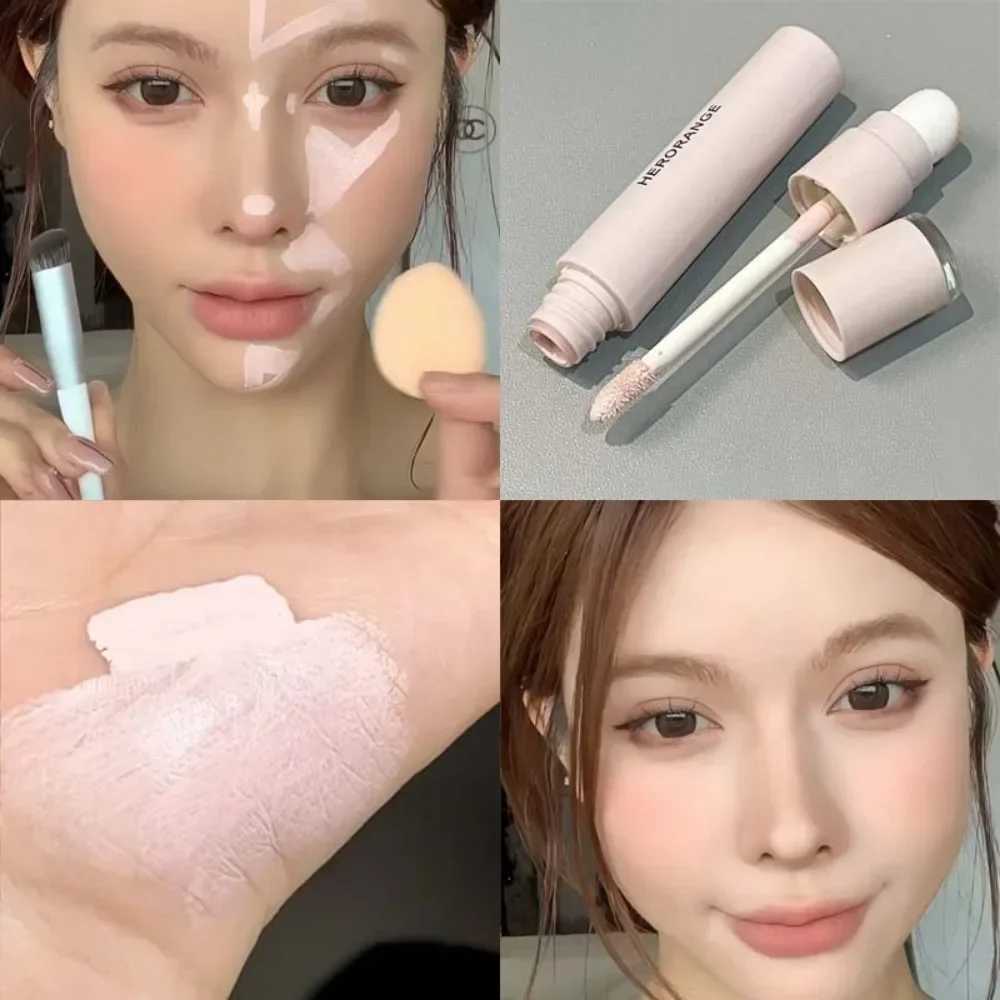Double head liquid contour stick cold gray with brush waterproof face nose shadow 3D highlight pen concealer makeupW250217