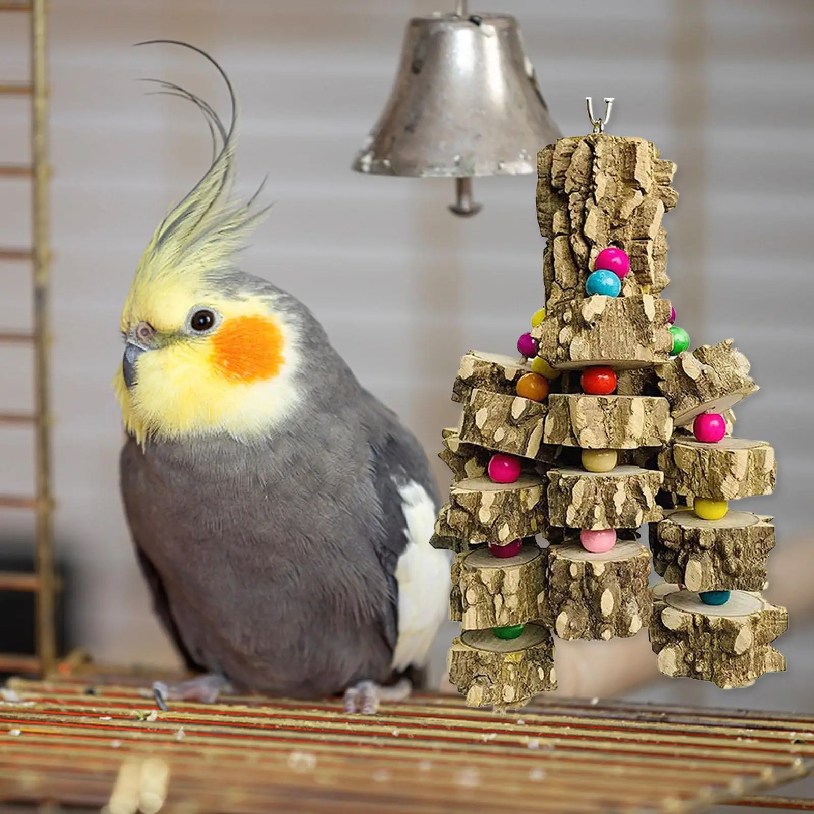 Large Bird Parrot Toy Cage Natural Wooden Blocks Bird Chewing Toy Parrot Cage Bite Toy Macaws Cockatoos Accessoires 250206