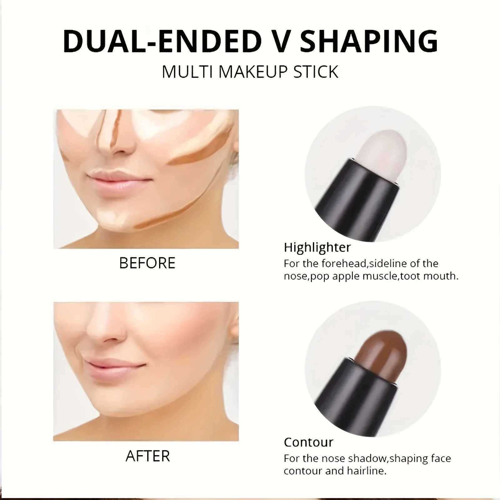 2-color double end eye concealer stick color corrector contour highlighter facial shadow and brownze makeup stickW250217