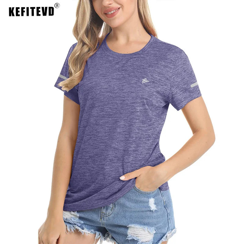 KEFITEVD Short Sleeve T-Shirt Quick Dry Athletic Shirts Womens Casual Workout Gym Yoga Shirt Training Running Jogging T Shirt 250217