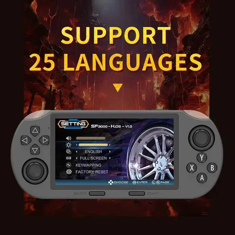 SF3000 Portable Handheld Game Player 4.5 Inch IPS Sn Retro Video Game Console Built-in 20000+ Games for PS1/GBA/SFC/MAME Z250217