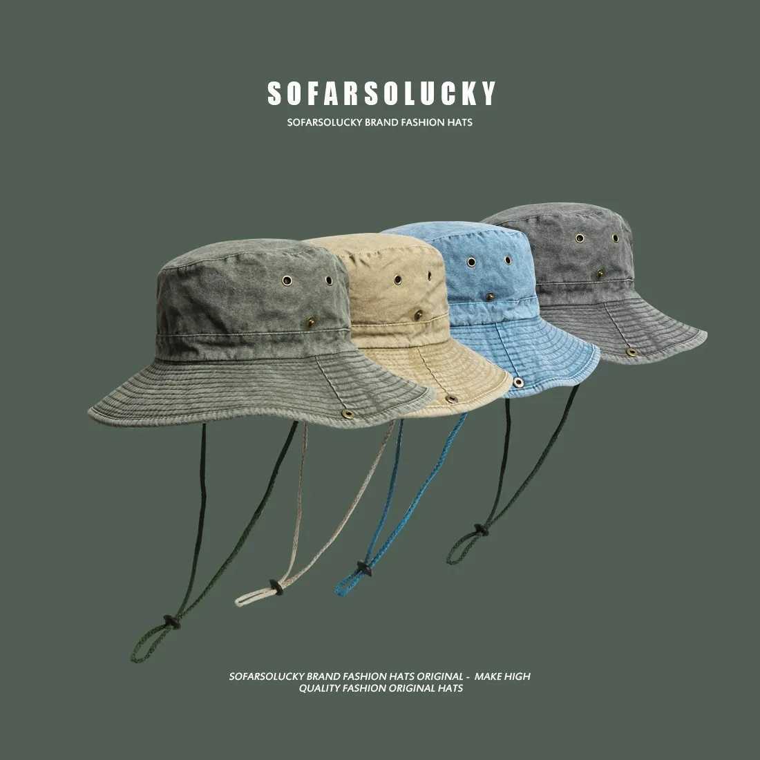 2025 Blue Cowboy Hiking Bucket Hats with String Men Denim Beach Sun Hat for Women Outdoor Couple Bob Panama Summer Fisherman Cap W250217