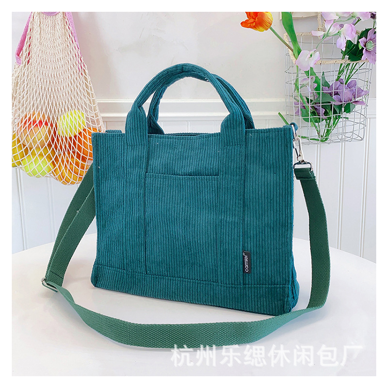 Bag Women's Corduroy New Handbag Dual-Use Crossbody Korean Minimalist Tote Harajuku Class Commuting Bag