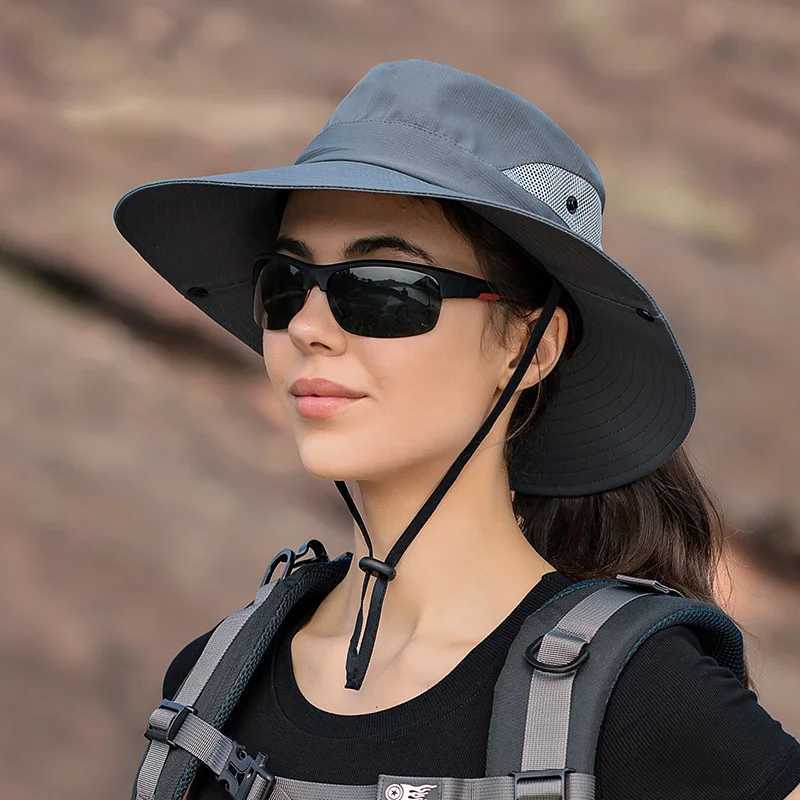 Parent Child Summer Foldable Wide Brim Travel Beach Mesh Sunscreen Fishing Cap Men Women Sun Exposed Ponytail Fisherman Hat V14 W250217