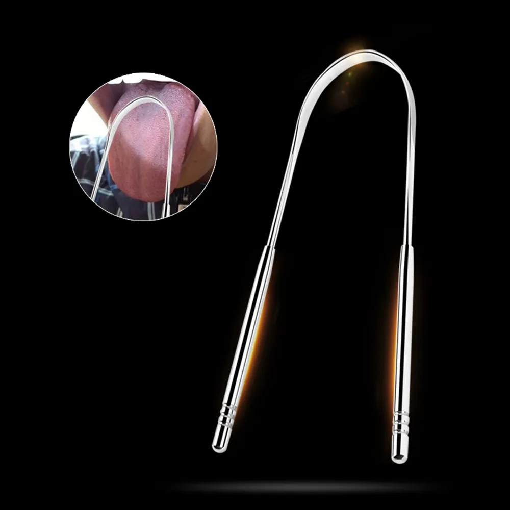 Stainless Steel Tongue Scraper Brush Cleaning Scrapers Oral Care Keep Fresh Breath Improve Oral Hygiene Tongues Cleaner Tools W1477 LL
