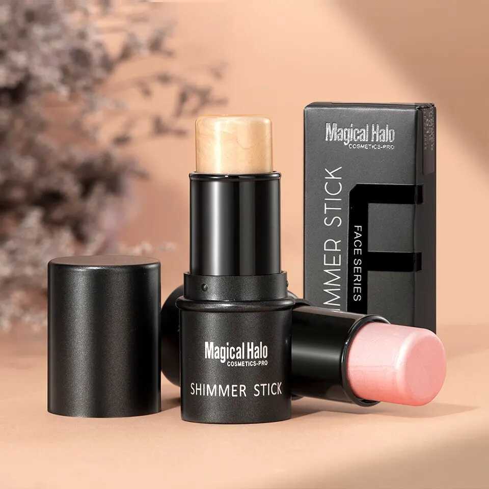 2pcs Highlighter Stick Makeup Face Contour Bronzer Shimmer Concealer Stick Glitter Modify Face Contour Illuminate Makeup ToolsW250217