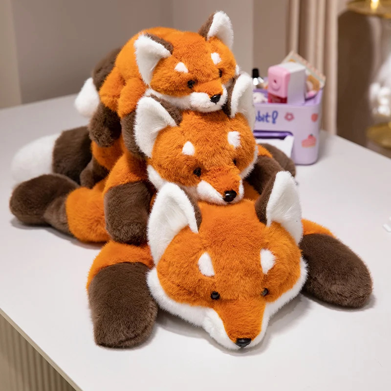 30-60cm Kawaii Fox Plush Toy Cartoon Stuffed Animal Cute Soft Cute Baby Plush Doll Lie Prone Toy Girl Gift Decoration 250217