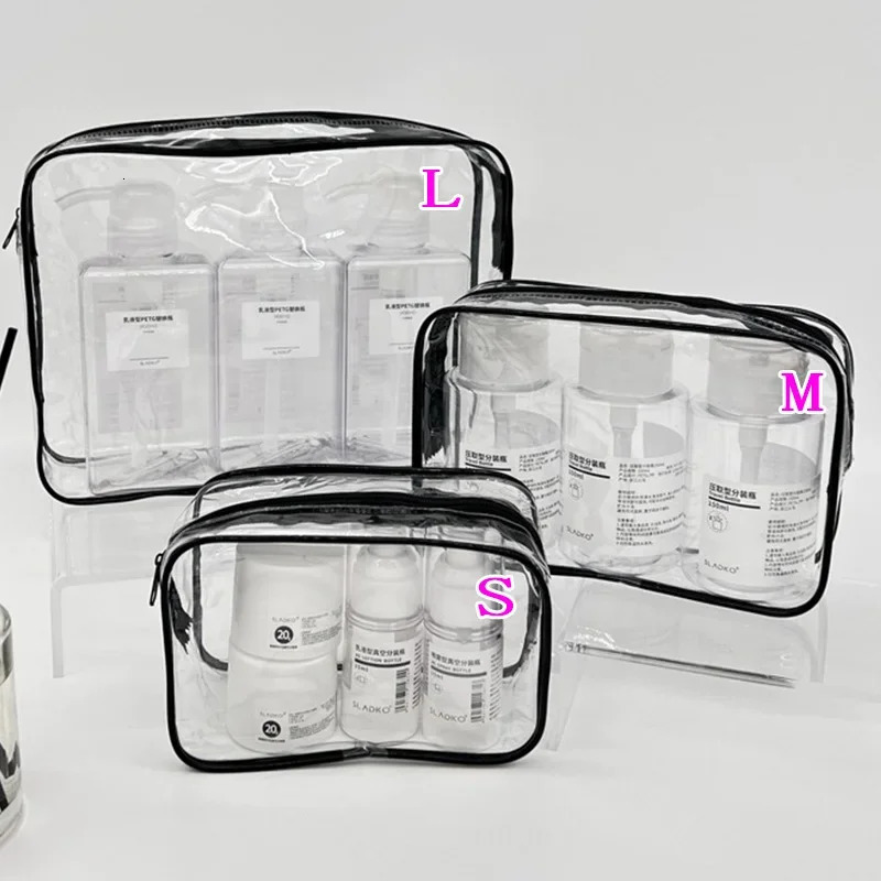 Simple Transparent Cosmetic Bag PVC Waterproof Clear Makeup Storage Case Travel Make Up Organizer Pouch Bath Toiletry Wash 250213