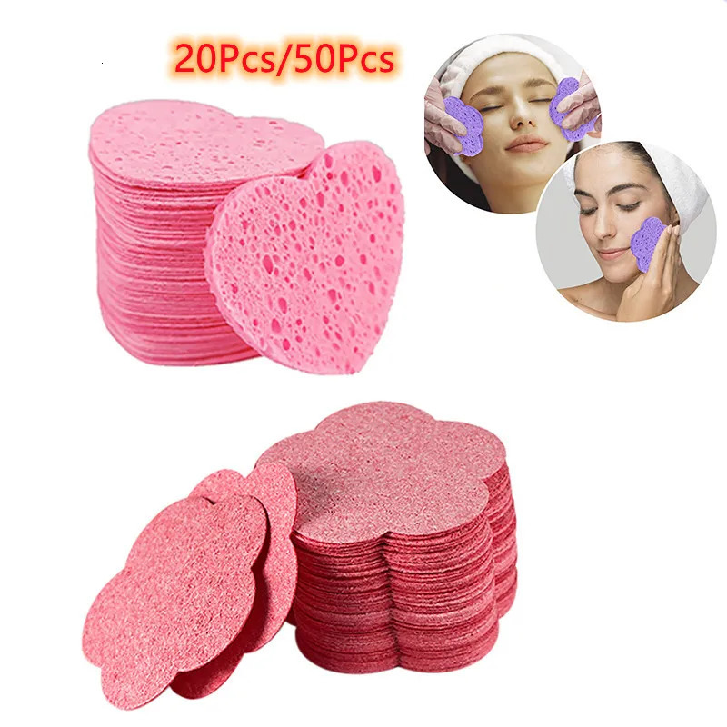 20PCS/50Pcs Face Cleaning Sponge Pad for Exfoliator Mask SPA Massage Makeup Removal Thicker Compress Natural Cellulose 250214