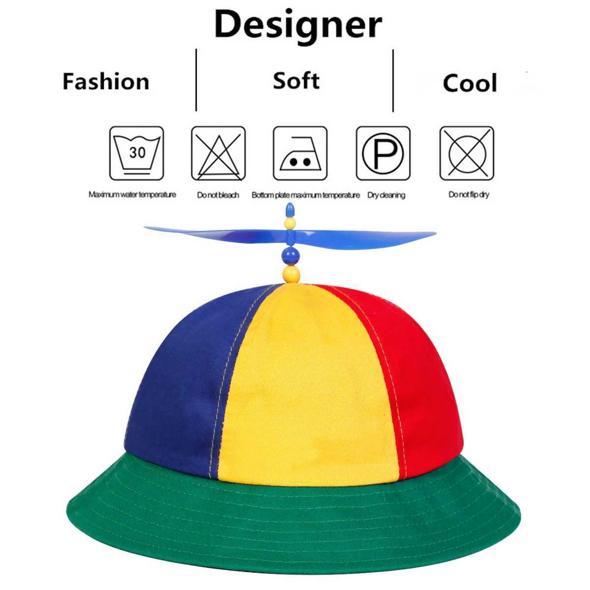 Unisex Multi Color Splicing Propeller Personality Bucket Hats Fishermen Caps Outdoor Casual Cap Sunscreen Hat W250217