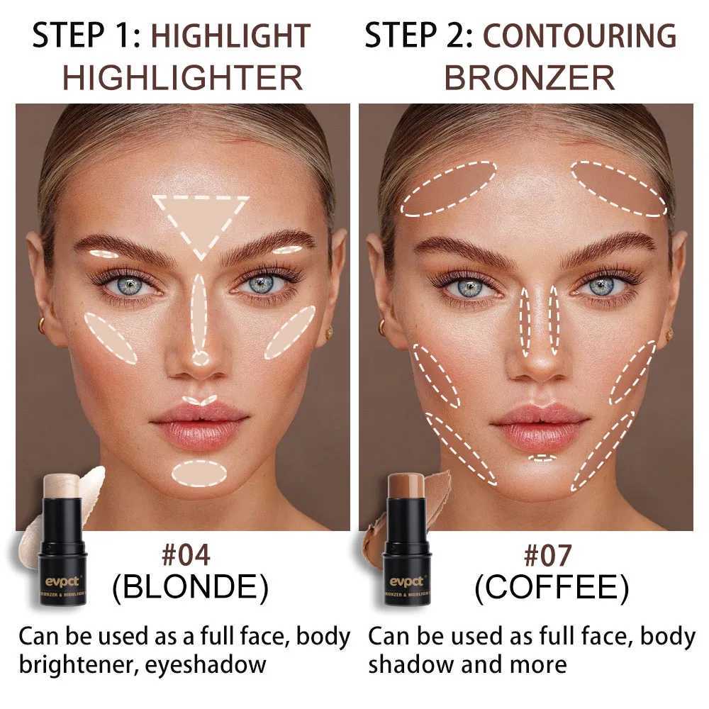 Face Bronzer Stick Cream Contour Stick Moisturize Highlighter Pen Cheek Brightens Shades Long Lasting Face Illuminator MakeupW250217