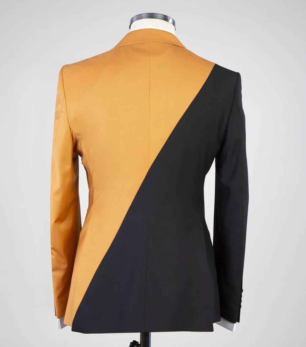 Contrast Color Mens Wedding Tuxedos Double Breasted Groom Wear Party Birthday Black Pants Suits 2 Pieces Customized