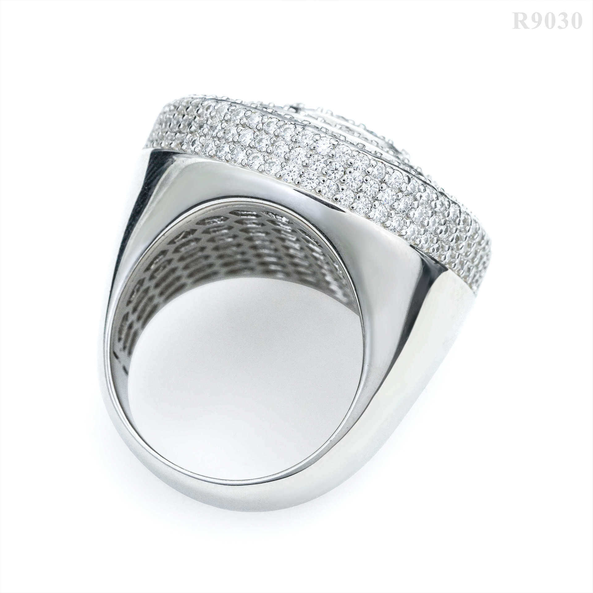 Powerful mens moissanite ring hip-hop rap S925 silver studded diamond ring accessory