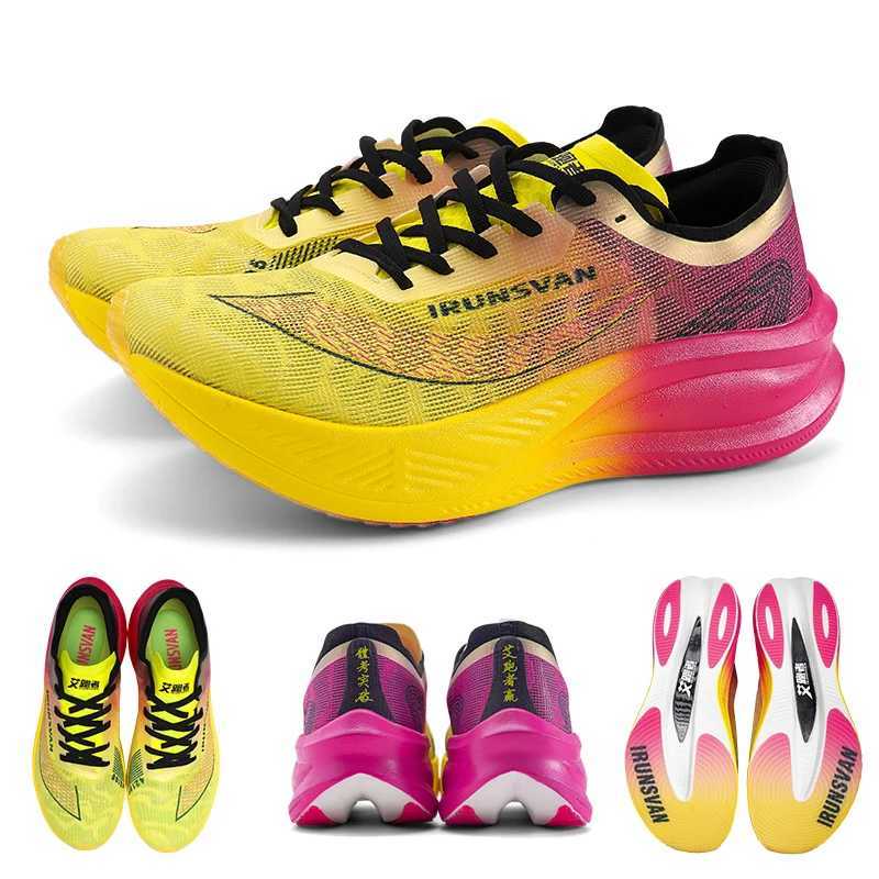 2024 IRUNSVAN Nylon Carbon Fiber Professional Marathon Shoes Men Ultra Light Track Field Kilometer Race Running Sneakers UnisexC250304