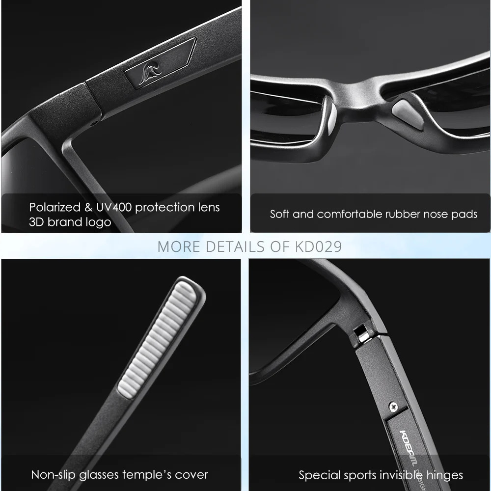 KDEAM Scratch Resistance Sunglasses Men Polarized 100% UV Protection Sun Glasses Integral Spring Hinges And Curved Temples KD029 250213