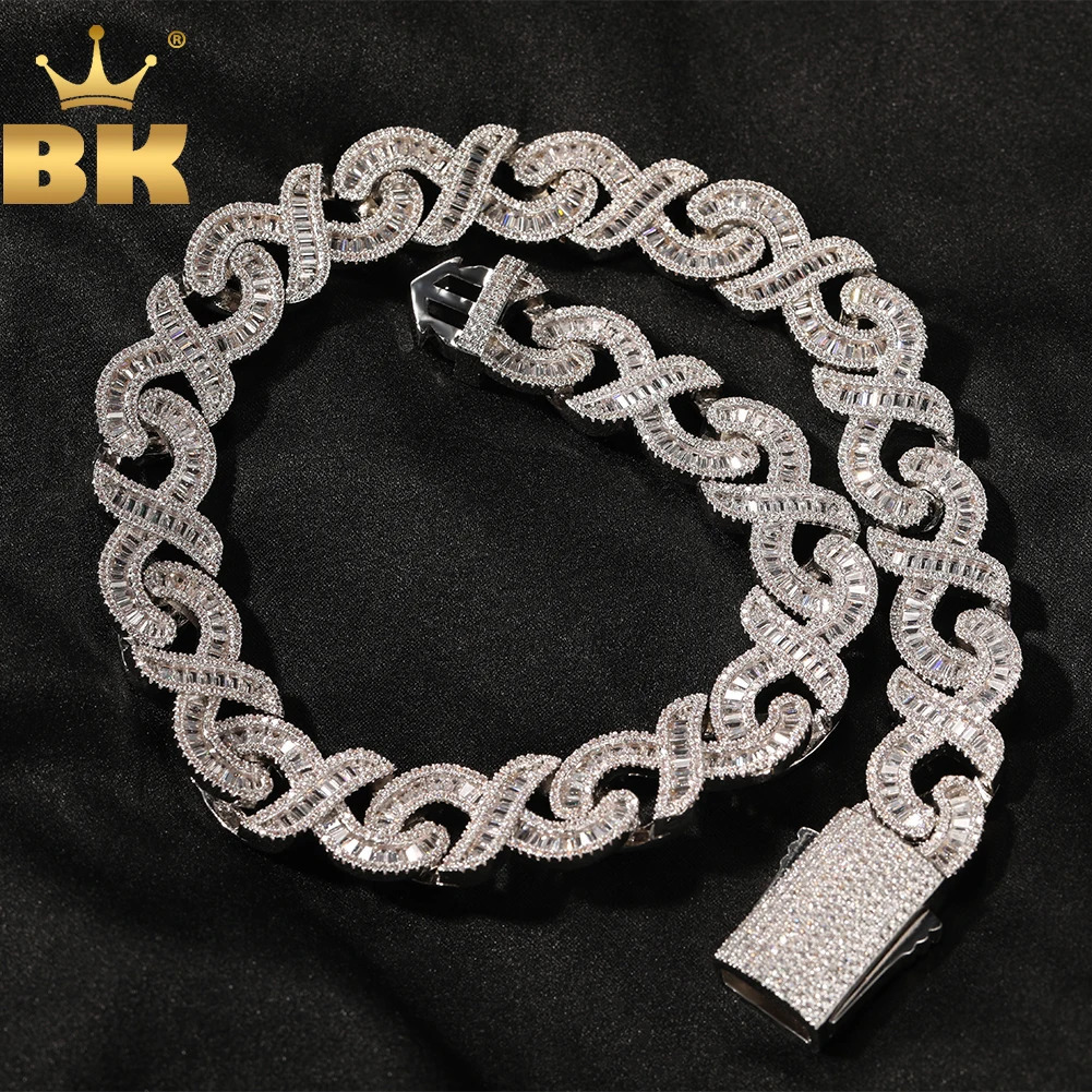 BLING KING 15mm Unlimited Cuban Baguettecz Necklace Ice Out Square Zirconia Hip Hop Fashion Jewelry Party Gift 250214