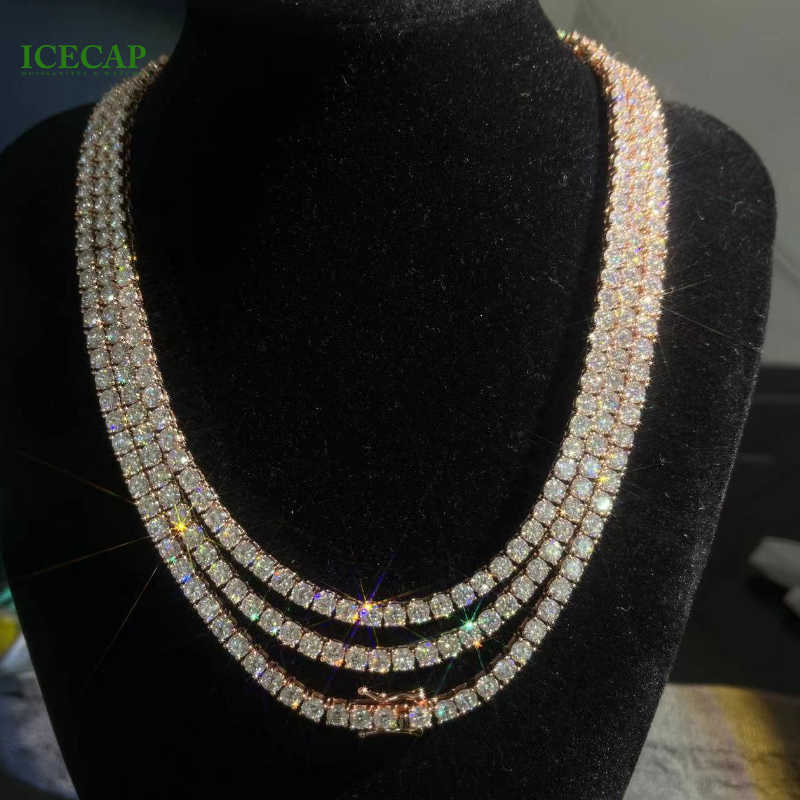 Custom VVS Moissanite 3mm 4mm 5mm 6mm Tennis Chain Necklace Bracelet 925 Sterling Silver Tennis Chain Hip Hop Jewelry For Women