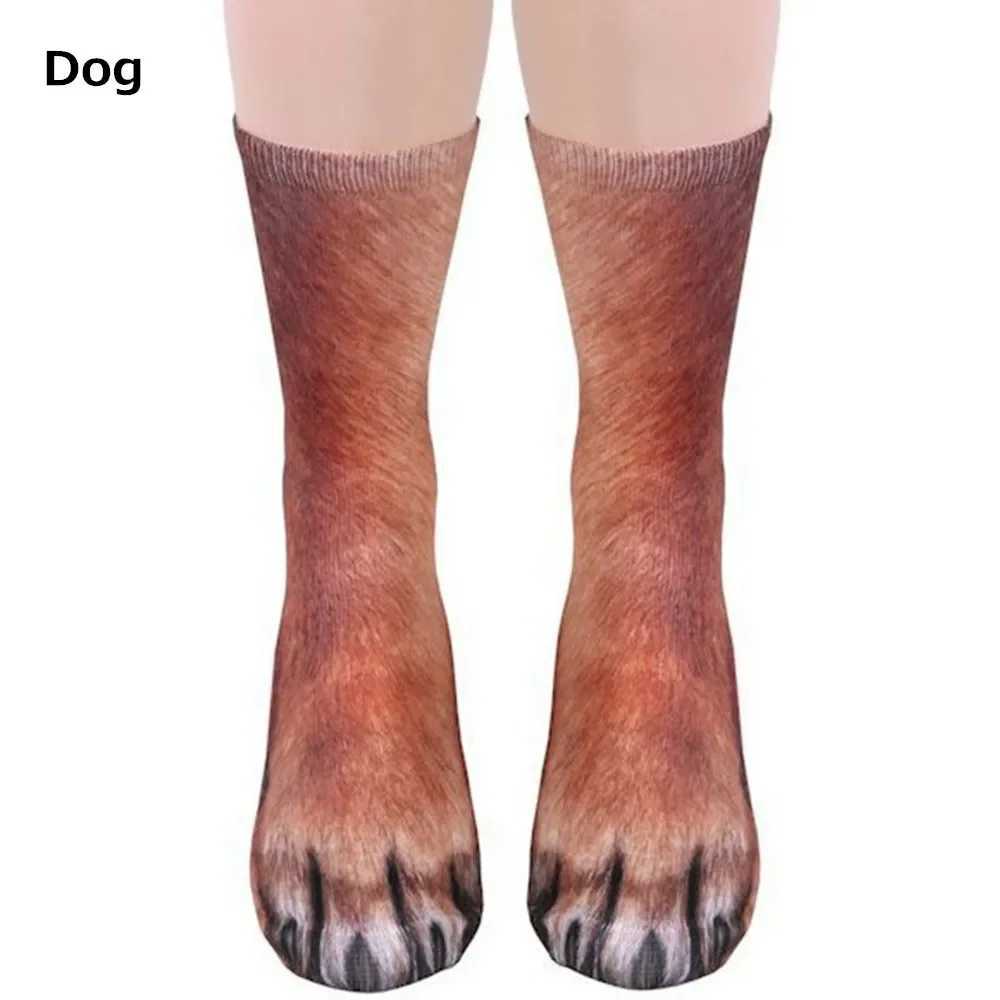 Unisex Adult 3D Print Animal Paw Socks Creative Funny Cat Dog Dinosaur Tiger Paw Socks Novelty Socks Gag Christmas Gifts W250217