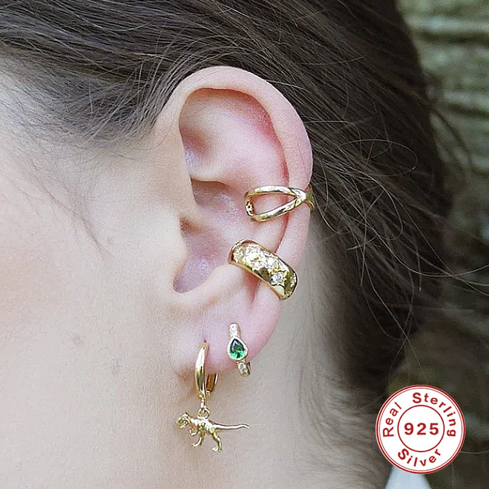 ROXI 925 Sterling Silver 9mm Cshaped Ear Cuff Micro Inlaid Zircon Clip Earrings For Women Men 1 Piece Earcuff Unpierce 250213