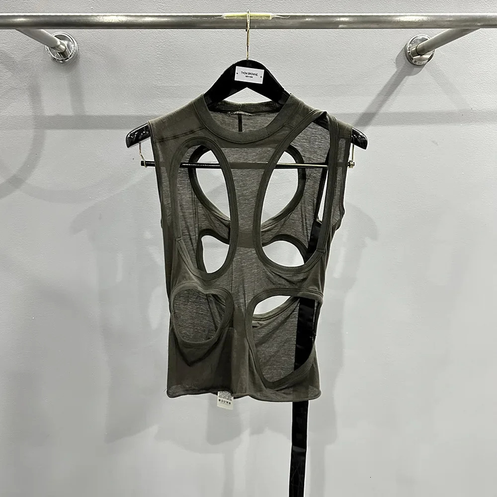 High Street Cotton Hollow Out Tank Women's Style Personality Fashion Big Hole Design Outer Vest Top Tee Tanks Tshirt Tops