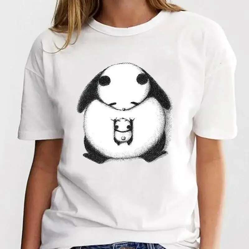 New Panda Lovely Cute T-Shirt Clothing Cartoon Graphic Print Short Sleeve Fashion Casual Plus Size T Shirt Women