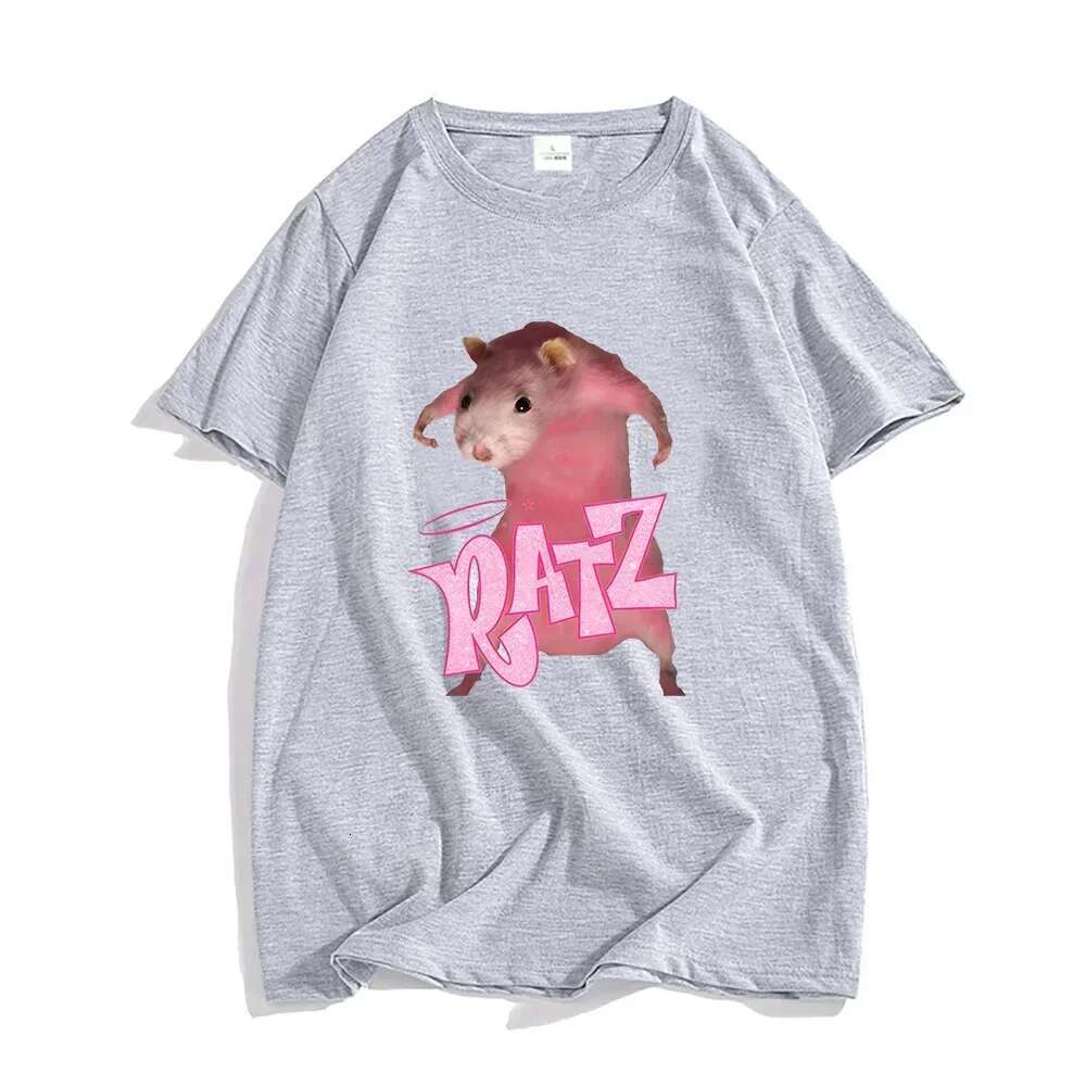 Ratz Mouse Cartoon Printed Fashion Women's Short Sleeved Tops Tshirt Casual Kawaii Summer O-neck Designer T Shirt Cute Men's Soft Shirt T-sh