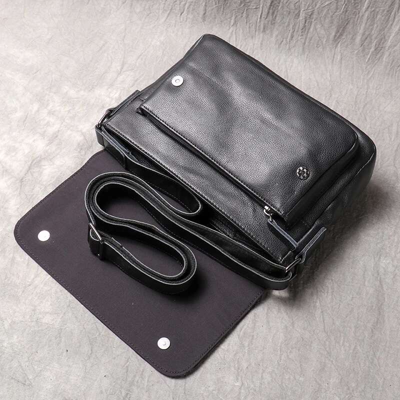 Leatherfocus Men's Shoulder Casual Crossbody Outdoor Daily Mobile Phone Bags Cowhide Retro Sg Bag For 7.9-Inch Ipad