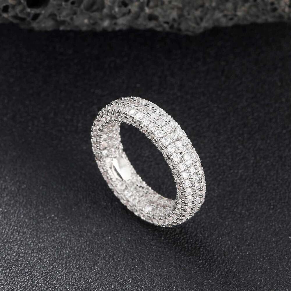 Hip hop with Moissanite inlay, accessories, hip-hop personality, simple men's ring