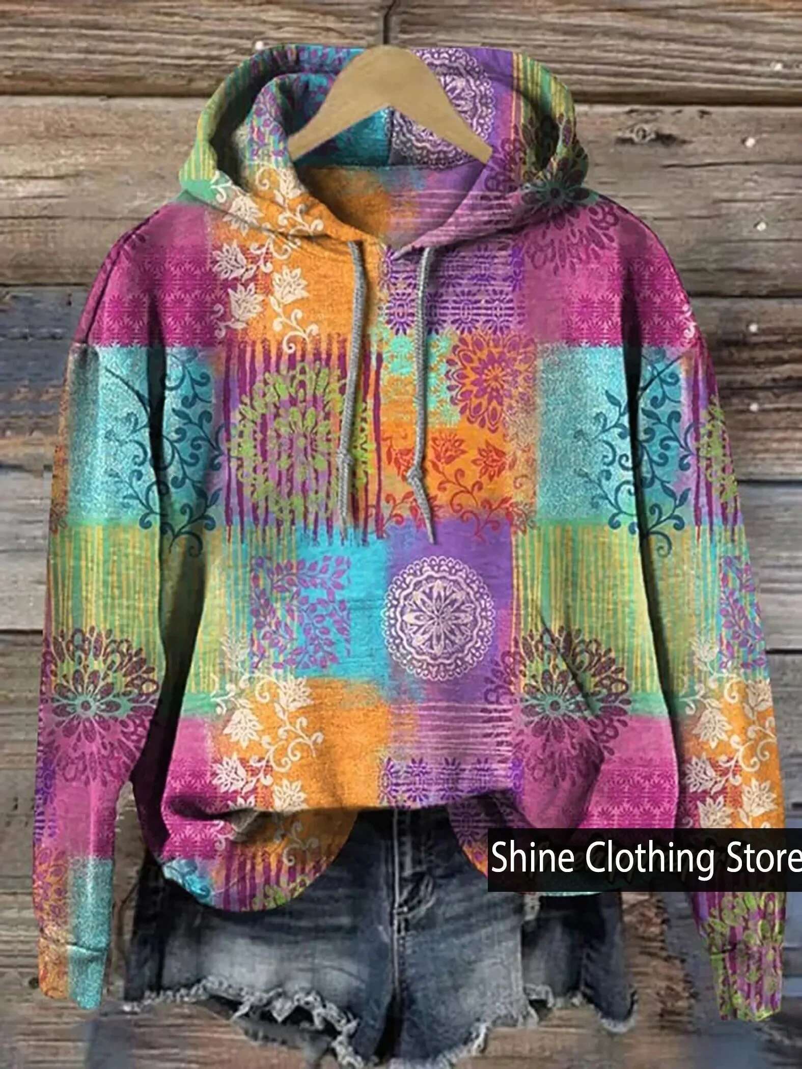Retro Paisley ral Print Casual Hoodie Sweatshirt, Sudaderas Para Mujer,Winter Clothes Women,Plus Size sweatshirt hoodie