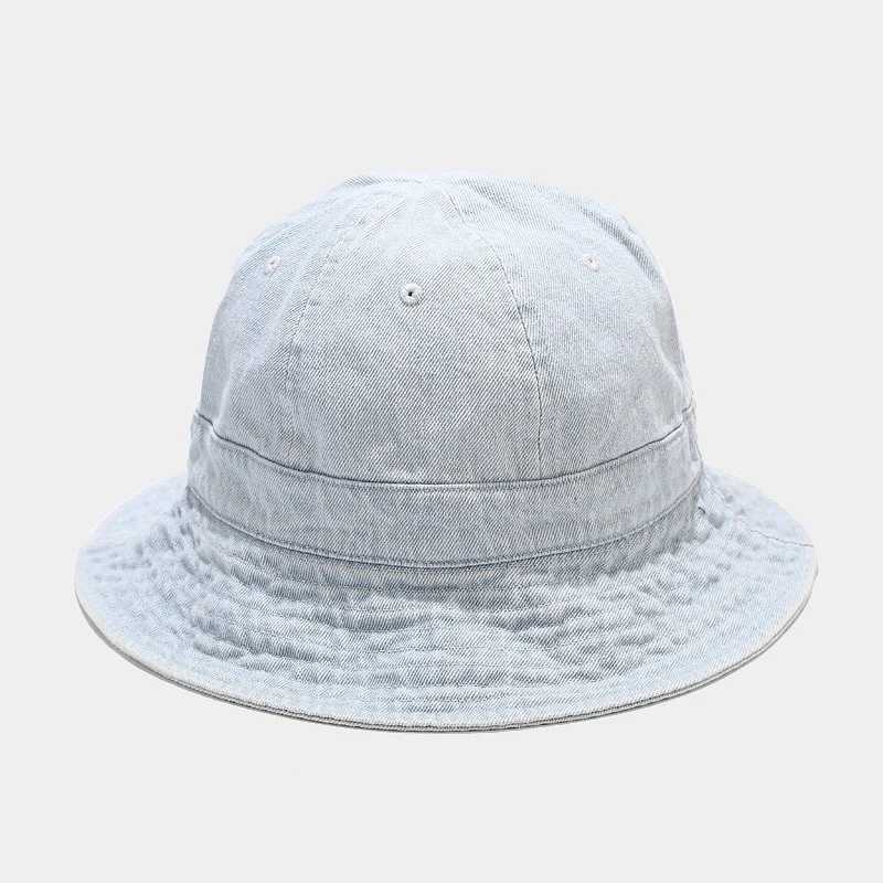WZCX denim solid color outdoor sun protection fishermans hat spring and summer wide brown sunshade basin hat womens hat W250217