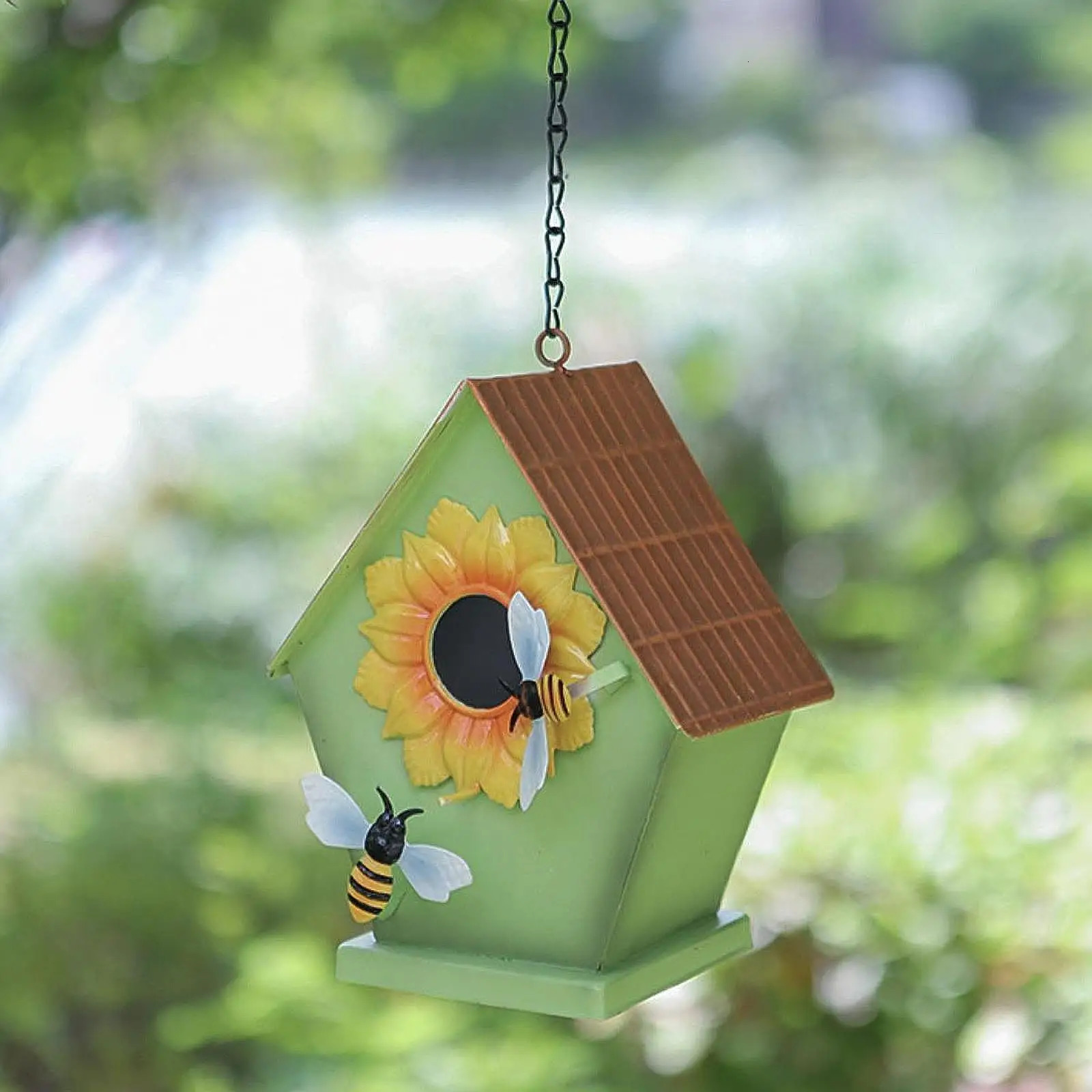Metal Bird Nest Hanging Hut Birdhouse Patio Parakeets Yard Hummingbird House 250206