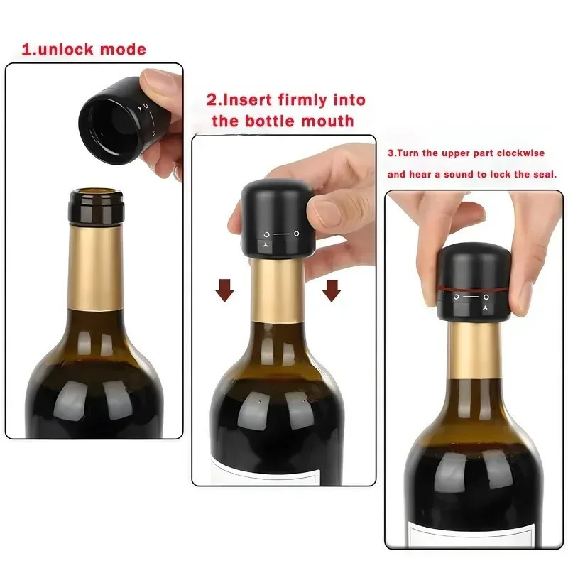 Vacuum Red Wine Champagne Stopper Rotating Lock Bottle Stopper Sparkling Wine Sealing Plug Household Red Wine Cork Bar Tool 250217