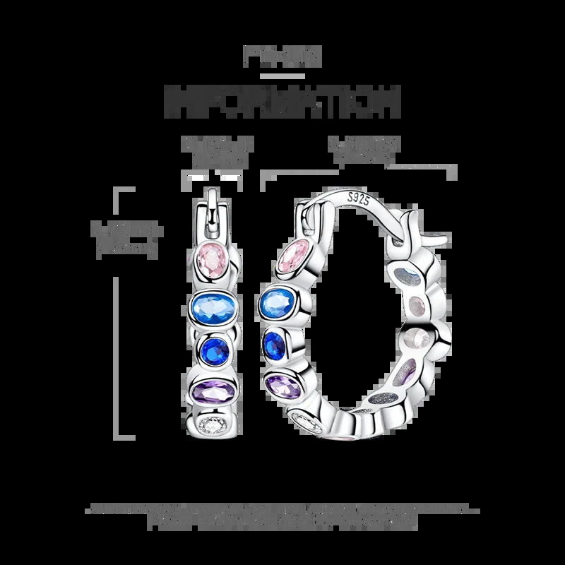 VAMO 925 Sterling Silver Women Earrings Blue Purple Geometry Ear Studs Colorful Zircon Earring For Anniversary Wedding Gift 250213