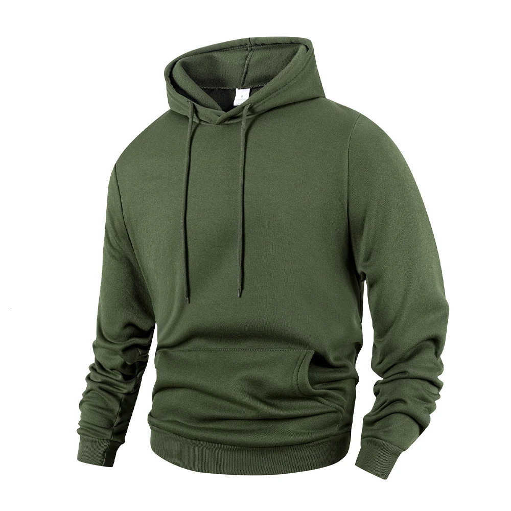 Mens Casual Thicken Hoodies Autumn Winter Long Sleeve Pullover Fashion Loose Solid Color Sweatshirt Spring Warm Outdoor Hoody 250214