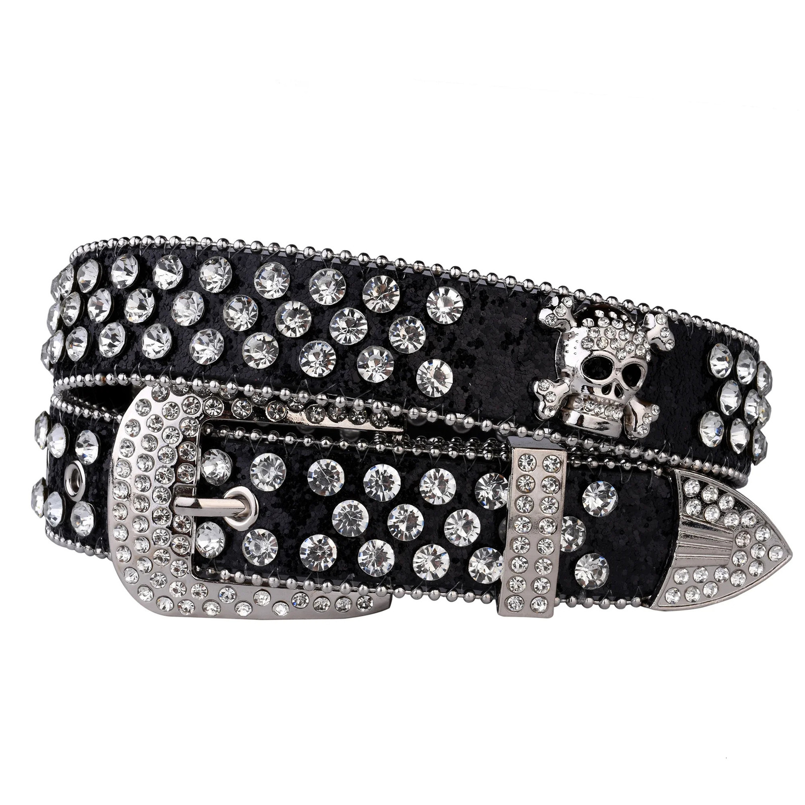 Rhinestone SkullBelt Western Cowgirl Belts For Women Girls Studded PU Leather Country Belt 250213