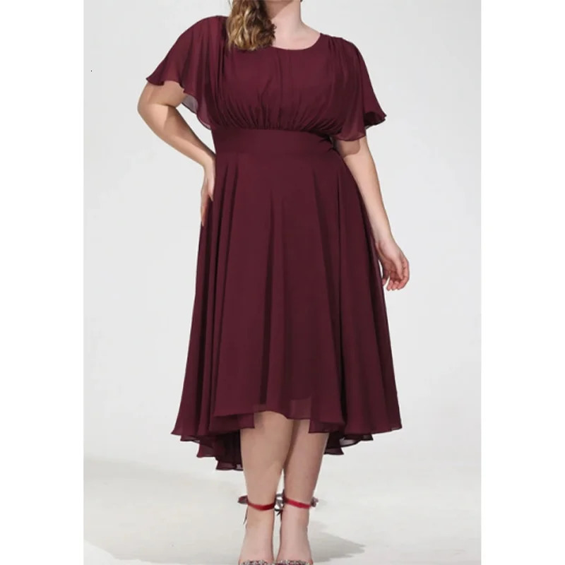 Plus Size Mother of the Bride Dresses ALine Round Neck Waistband Chiffon Dress Party Evening Female Long 2024 250214