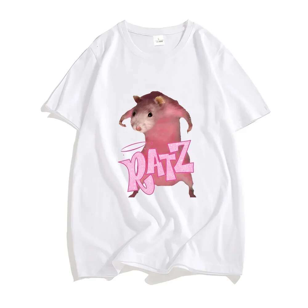Ratz Mouse Cartoon Printed Fashion Women's Short Sleeved Tops Tshirt Casual Kawaii Summer O-neck Designer T Shirt Cute Men's Soft Shirt T-sh