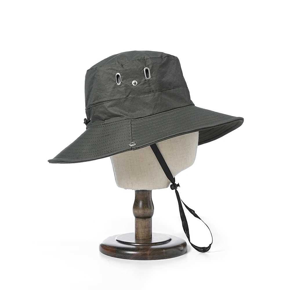 Summer Bucket Hat Cowboy Men Outdoor Fishing Hiking Beach Hats Mesh Breathable Anti UV Sun Cap Large Wide Brim W250217