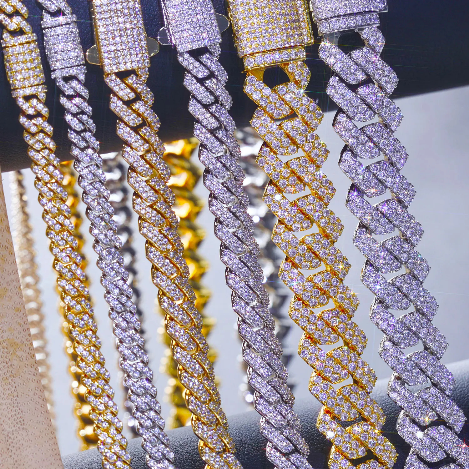 Drop 6/8/14mm Width Iced Out Cubic Zirconia Cuban Chain 1-2 Row Miami Cuban Link Necklace for Rapper Hip Hop Jewelry 250214