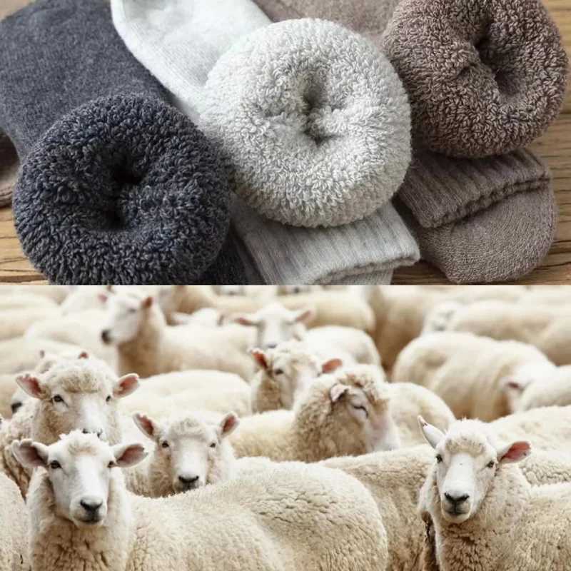 Mens Winter Merino Wool Womens Stockings Super Warm Super Thick Soft Wool Stockings Warm Calf Snow Stockings Large EU38-46 W250217