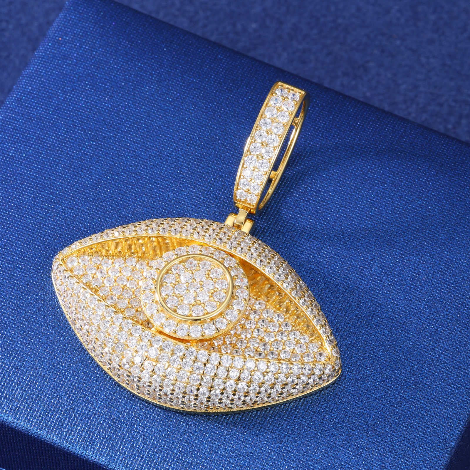 Fashionable Men Women Hip Hop Jewelry 925 Sterling Silver Micro VVS Moissanite Diamond Iced Out Evil Eye Pendant chain