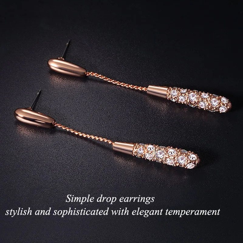 Style Earrings Female Fashion and Elegant Long DropShaped Alloy Jewelry Wedding Engagement Gift 250213