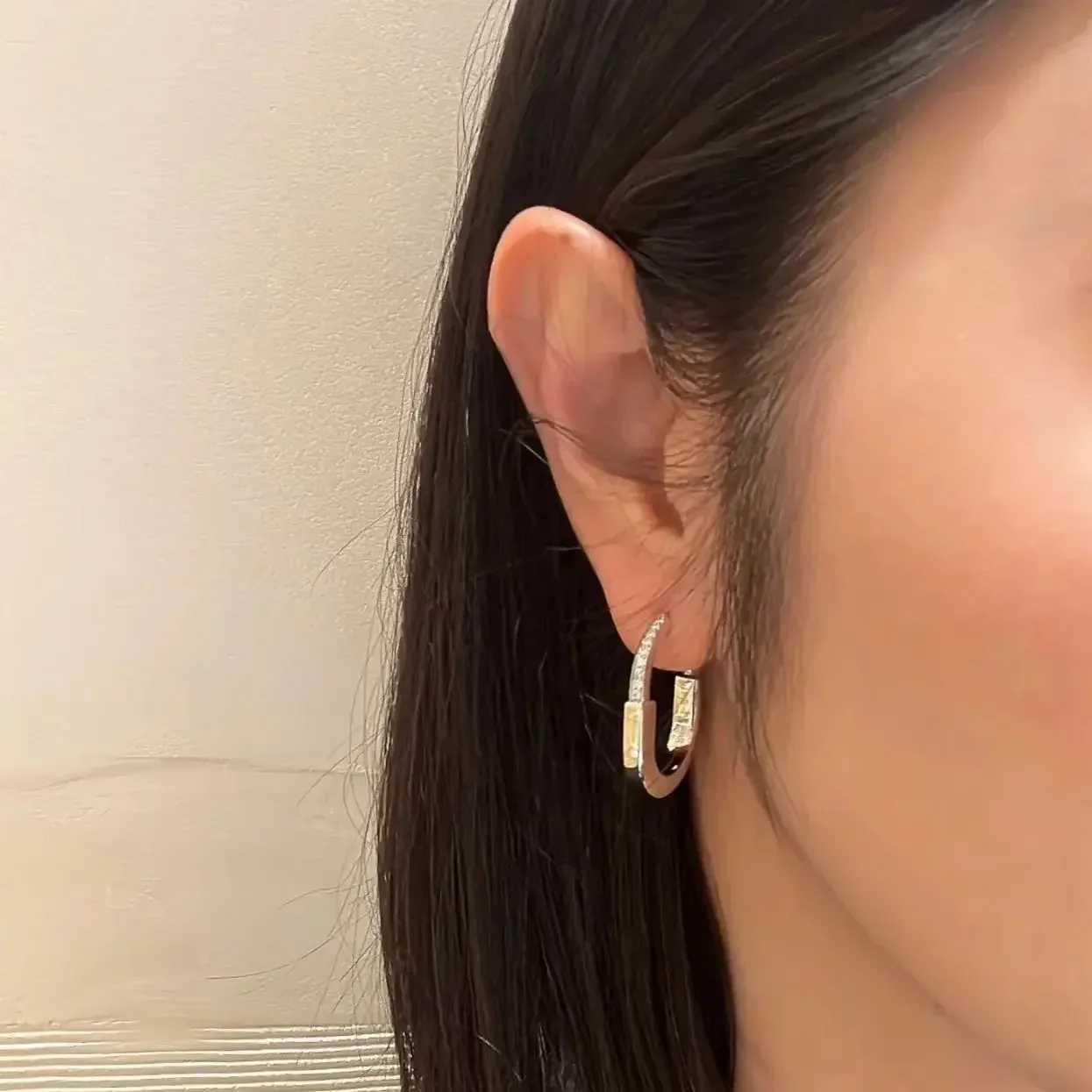 Stud 2025 high-quality boutique classic hollow luxury fashion pure silver s925 brand design lock series womens earrings J250217 3CX2BCFMF