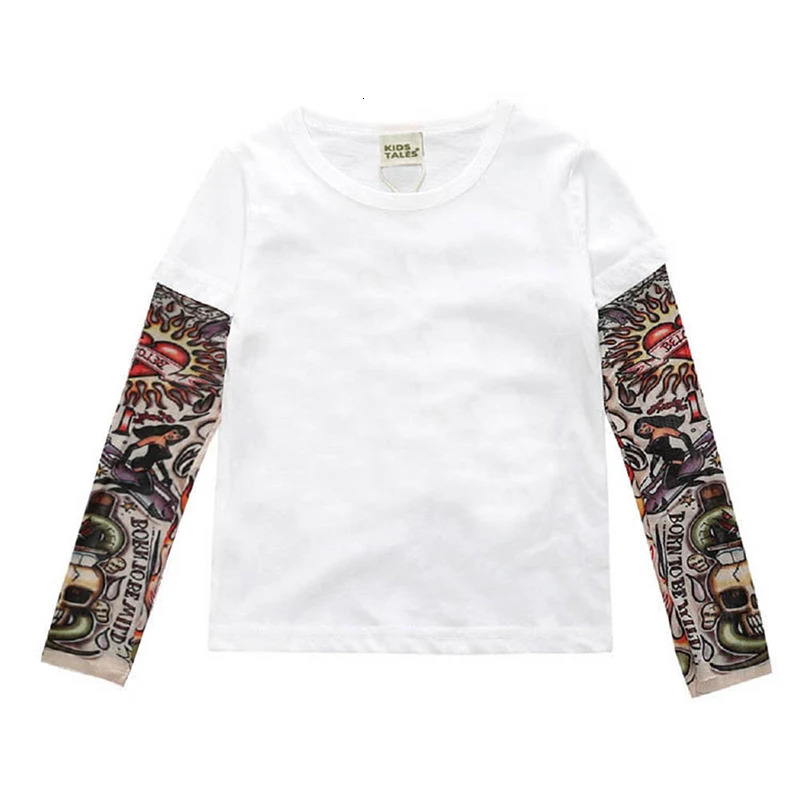 Boy Clothes Cotton T-shirt Long Sleeve Children Tee Shirts Novelty Tattoo Sleeve Baby Boys Tops Spring autumn Kids Clothes Cool 250304