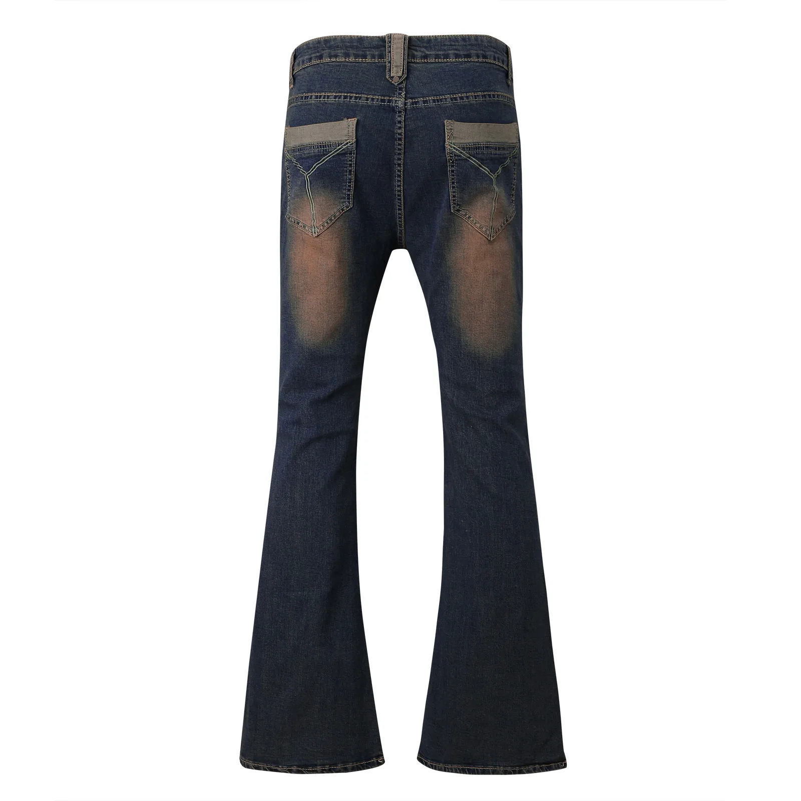 Full Pocket Flare Vintage Bootcut Length Fashion Straight Casual Denim Trousers Mens Clothing Black Light Blue Pants 250214