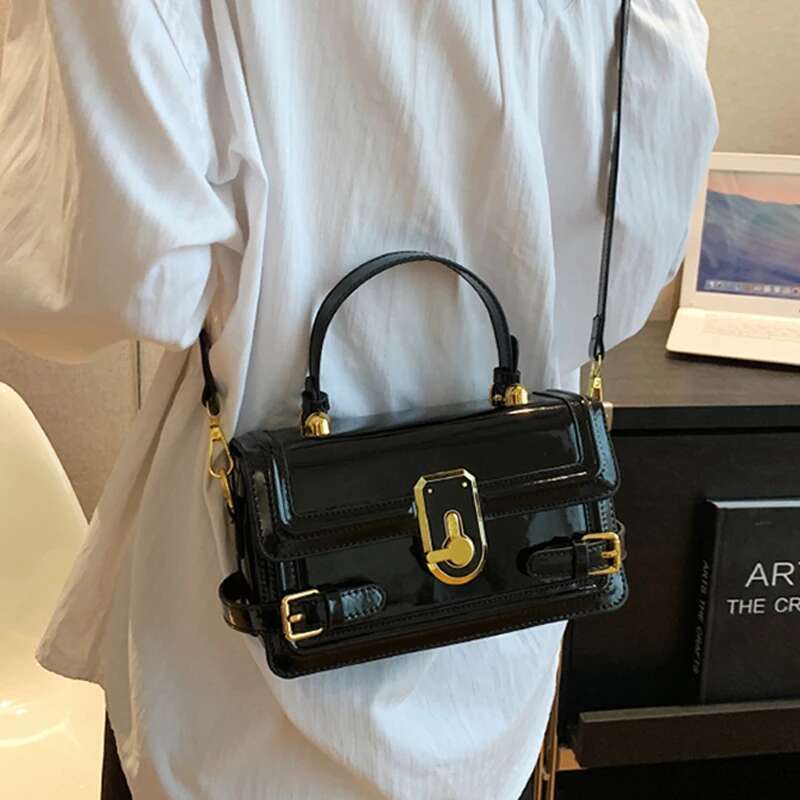 new women s patent leather red small square bag Korean trend popular single shoulder crossbody bag designer spring new leisure multifunctional handbag