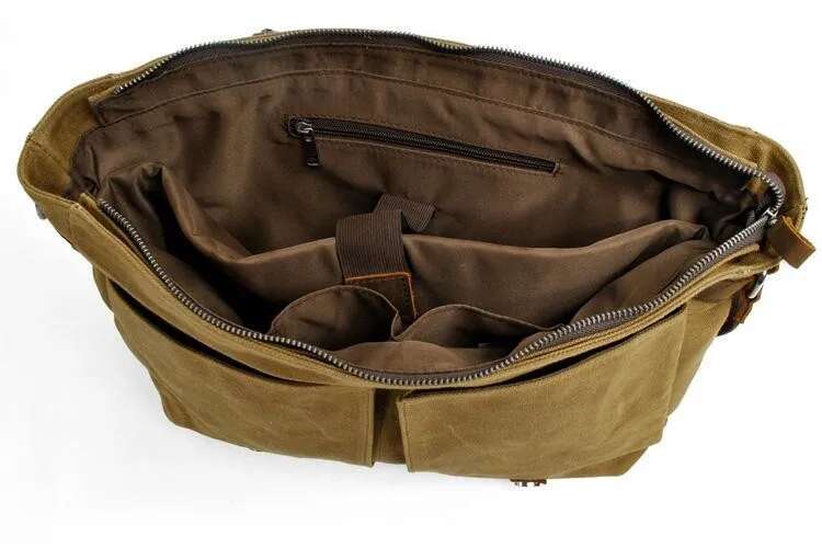 New Fashion Thick Wax Canvas Shoulder Messenger Men Crossbody Bag Vintage Male Leisure Sg Bag Casual Boy Canvas Casual 12123 BagVoyage