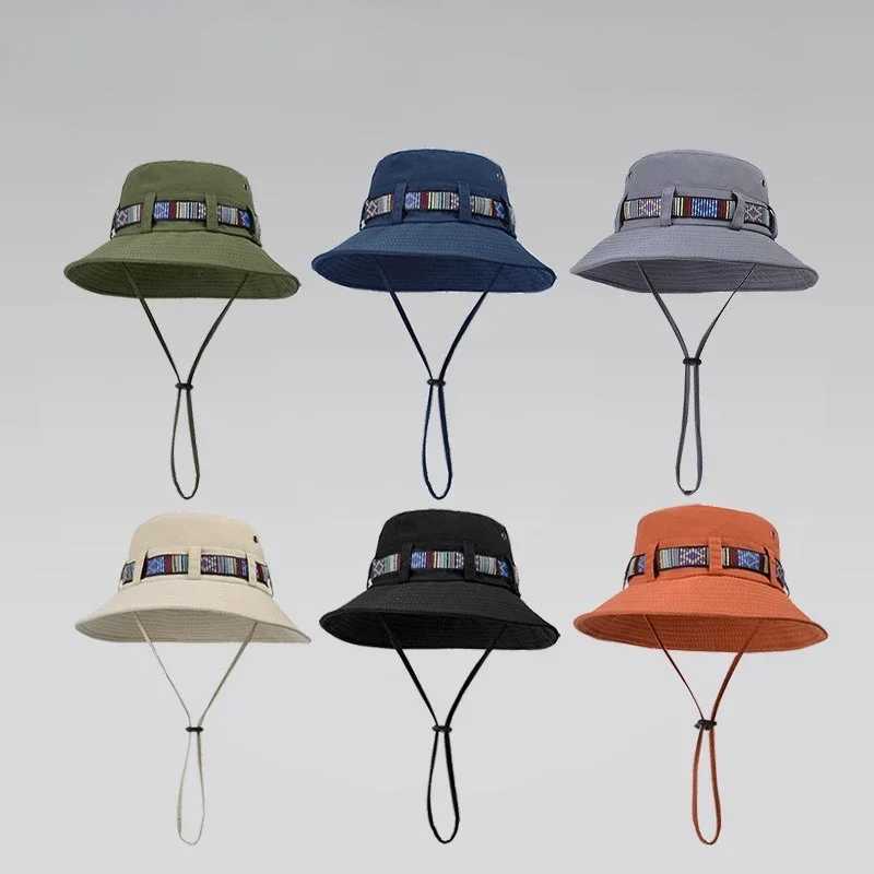 Summer Fashion Bucket Hats for Men and Women Outdoor Fishing and Hiking Hats Large Brimmed Sun and Sun Hats W250217