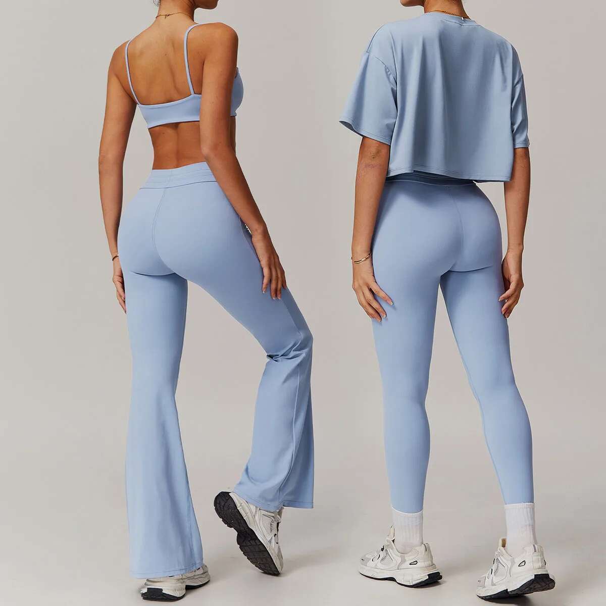 New 2Pcs Yoga Suit Women Gym Set Female Push Up Tracksuit Running Workout Long Sleeve Sports Shirt Fiess Clothing