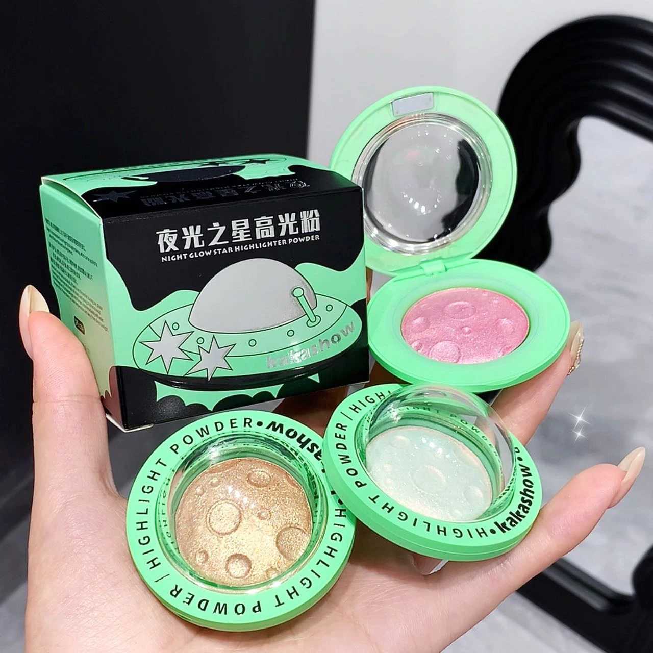 Glitter Highlighter Palette High-gloss Powder Shimmer Face Body Brightening Natural White Pink Mashed Potato Eyeshadow MakeupXJ250217